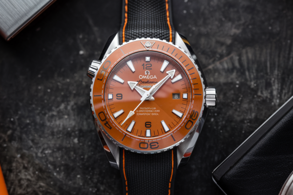 44.1mm orange Omega Planet Ocean bezel insert