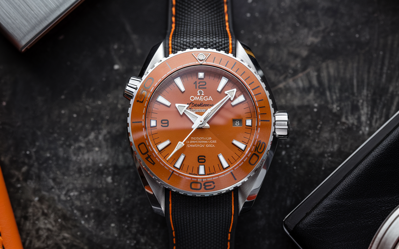 44.1mm orange Omega Planet Ocean bezel insert