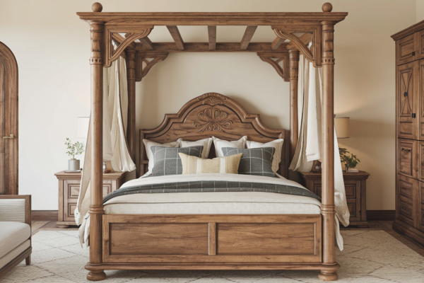 haxtar queen size bed frame-natural