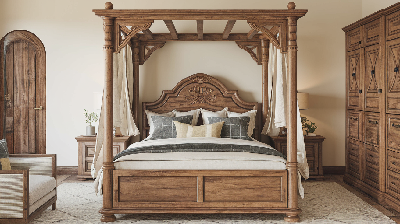 haxtar queen size bed frame-natural