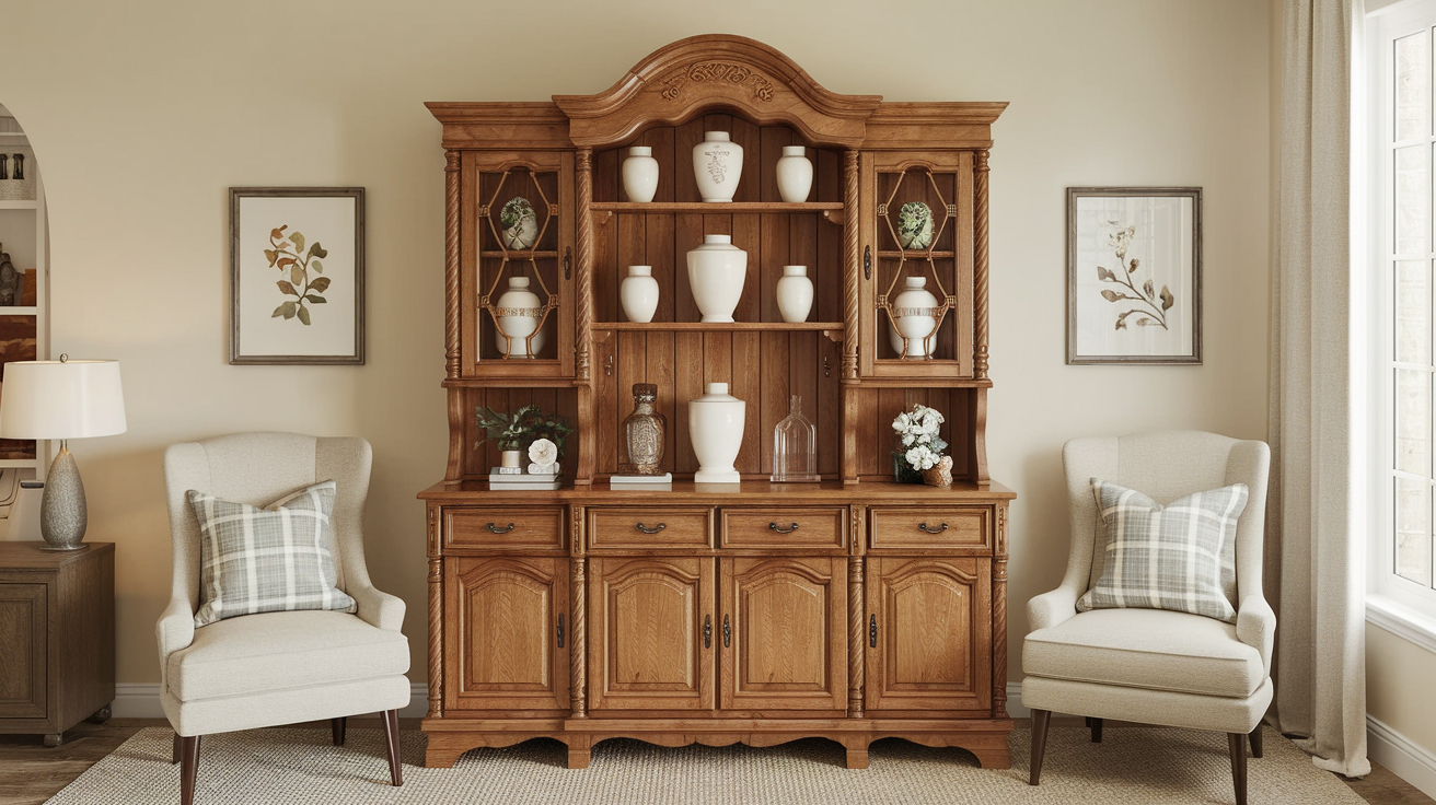 creative wooden hutch cabinet for urn display​