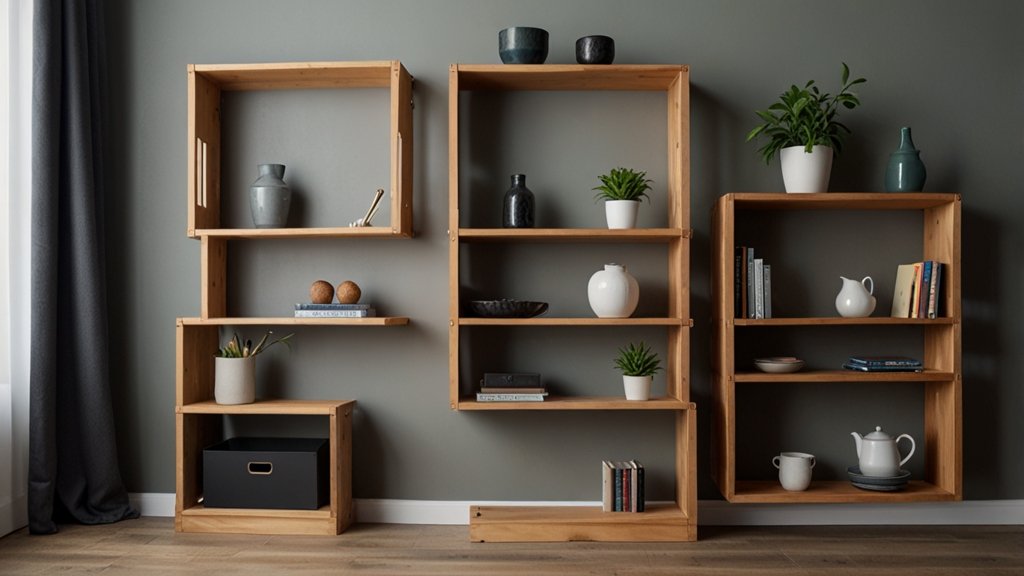 diy wooden contraption shelving with levers to open