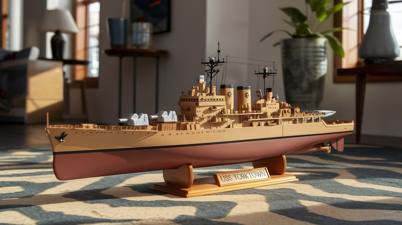 uss yorktown cg48 wooden model ship