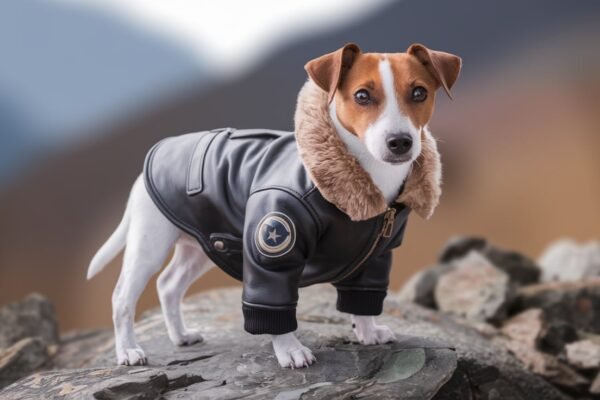 dog costume leather flight jacket jack russel​